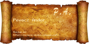 Pevecz Andor névjegykártya