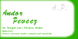andor pevecz business card